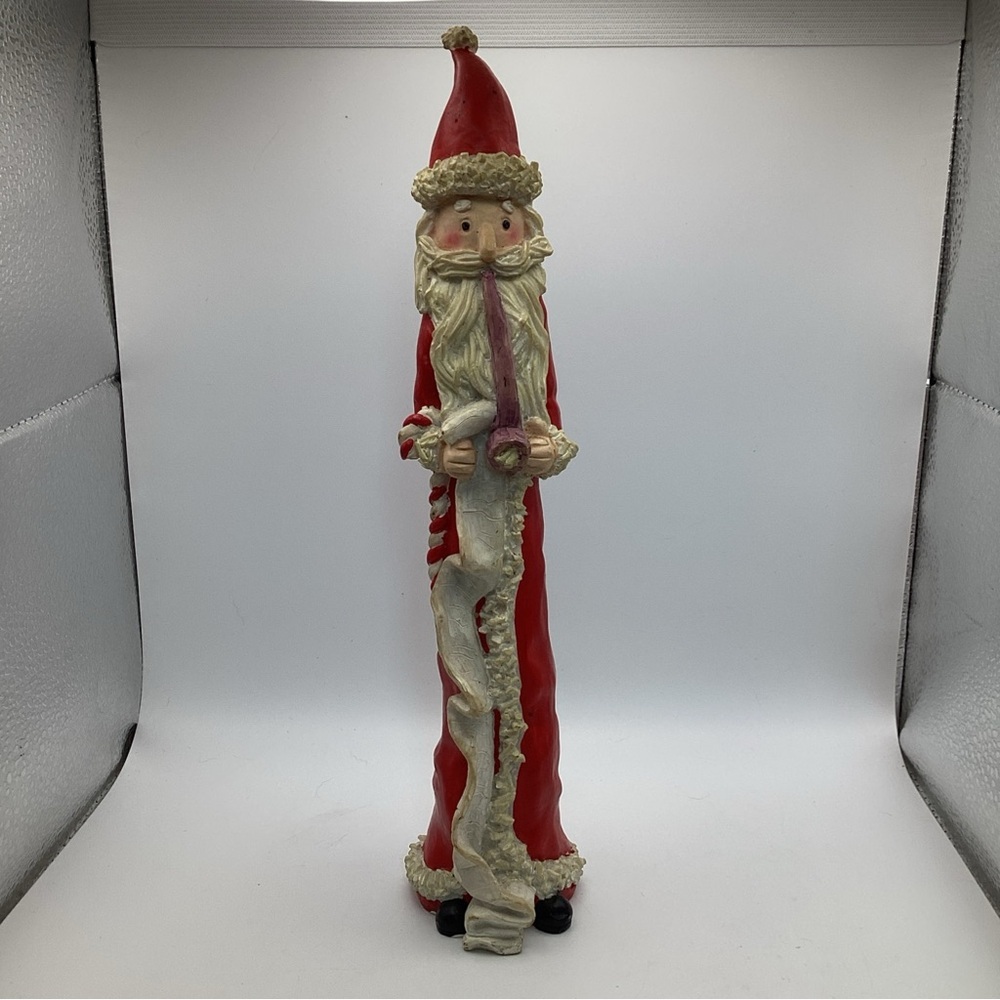 Tall Pencil Santa Claus Old World Style Smoking Pipe Present Sac 10” Vtg *desc
